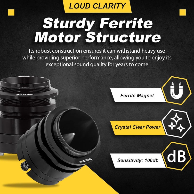 Warzone 2X WZ45TW 1.7-Inch Super Tweeter Speaker, 4 Ohm, 3000W Total Max Power, 106dB Sensitivity, Titanium Diaphragm, CCAW Voice Coil for Pro Car Audio (Pair) - Image 3